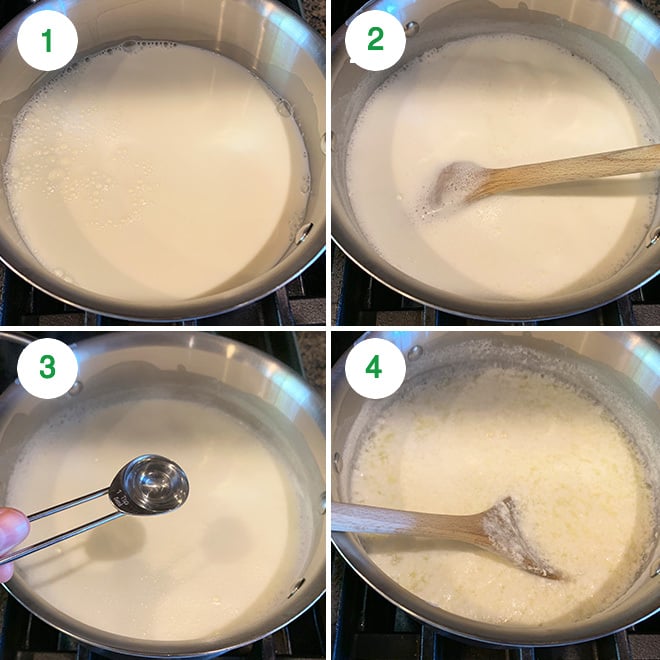 step by step picture showing how to make paneer at home