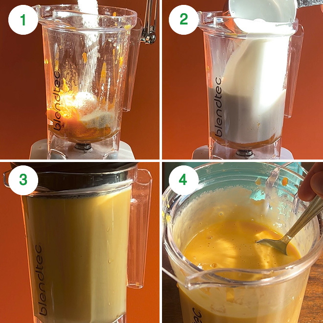 step by step picture collage of making mango milkshake