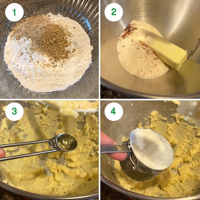 step by step picture collage of making mawa cake