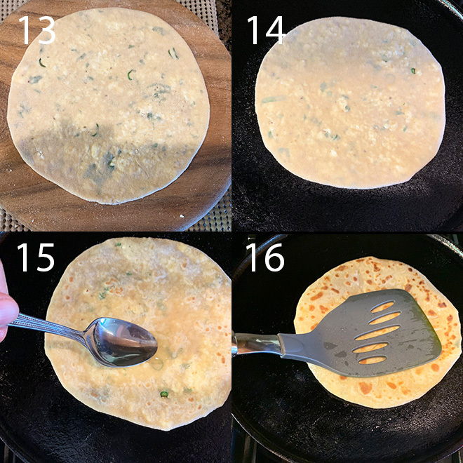 step by step picture collage of making paneer paratha