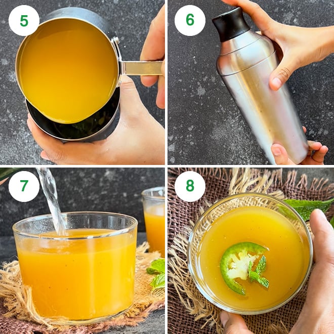 step by step picture collage of making mango mocktail