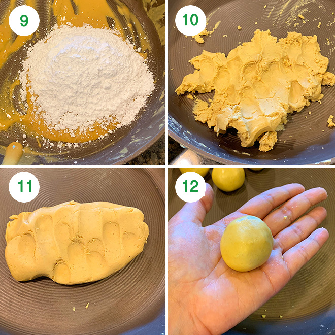 step by step picture collage of making besan ladoo