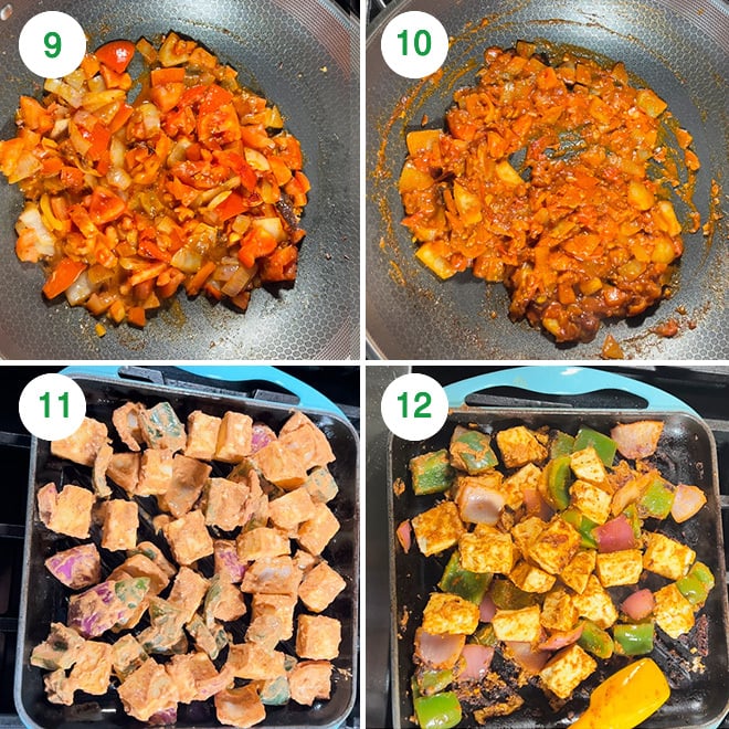 step by step picture collage of making paneer tikka masala