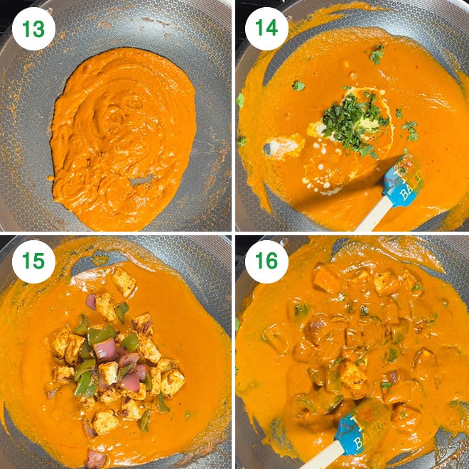 step by step picture collage of making paneer tikka masala