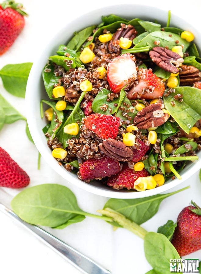 Spinach Strawberry Quinoa Salad - Cook With Manali