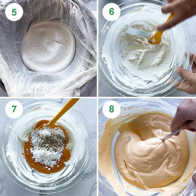 step by step picture collage of making mango shrikhand