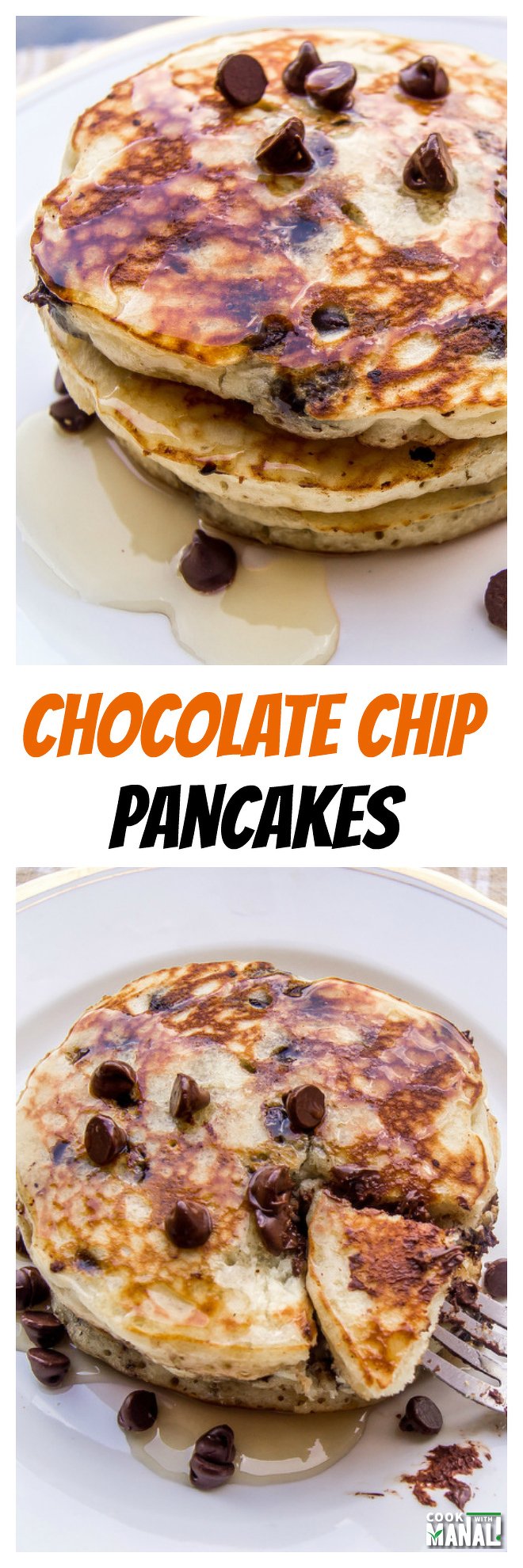 chocolate chip pancakes collage