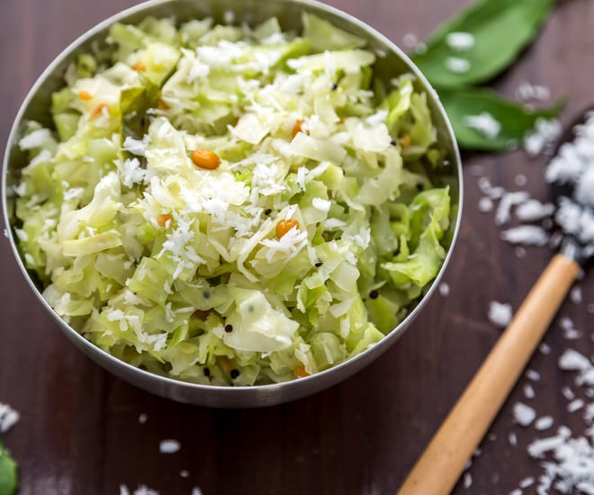 Cabbage Poriyal Vegan Recipe