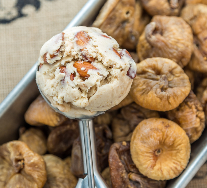 Fig Ice Cream With Honey Roasted Almonds