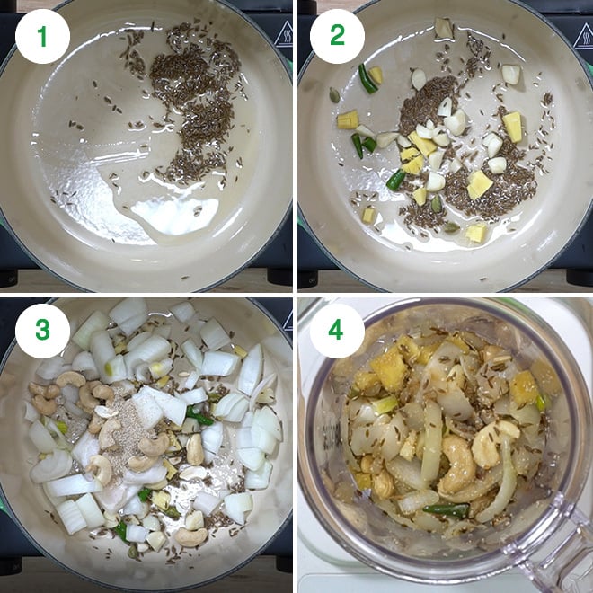 step by step picture collage of making methi matar malai