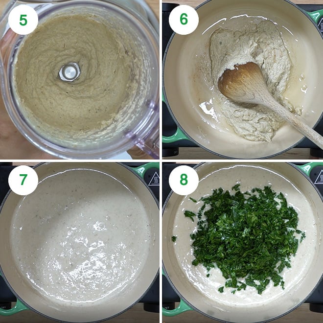 step by step picture collage of making methi matar malai