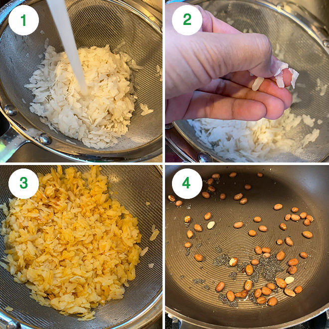 step by step picture collage of making poha at home