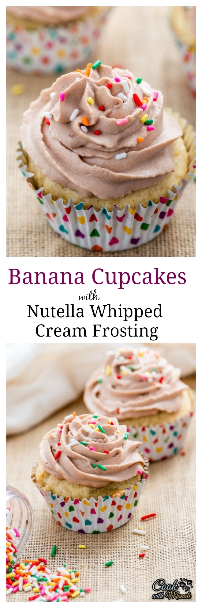 Banana-Cupcakes-With-Nutella-Whipped-Cream-Frosting Collage-nocwm