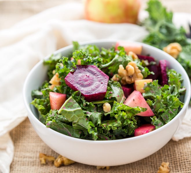 Kale Roasted Beets Salad With Yogurt Dressing