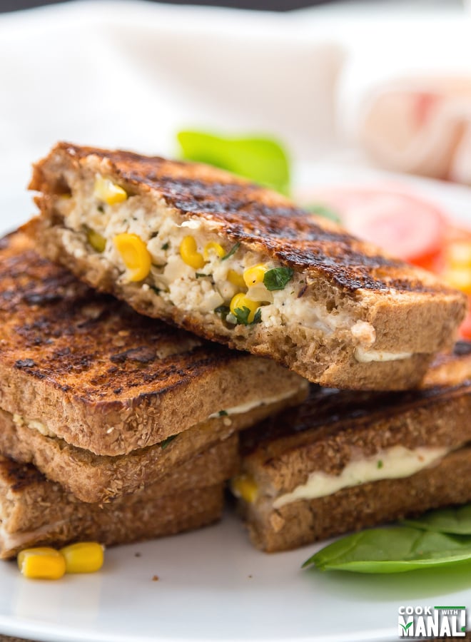Paneer Grilled Cheese Sandwich With Sweet Corn