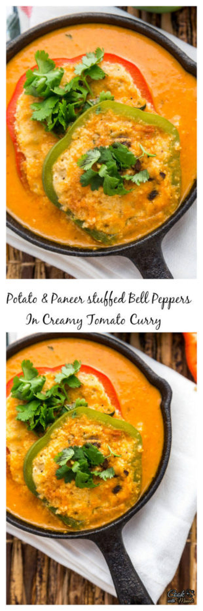 Potato & Paneer Stuffed Bell Peppers In Tomato Curry Cook With Manali