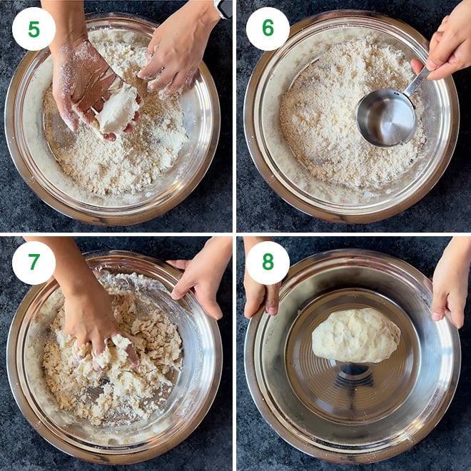 step by step picture collage of making namak para