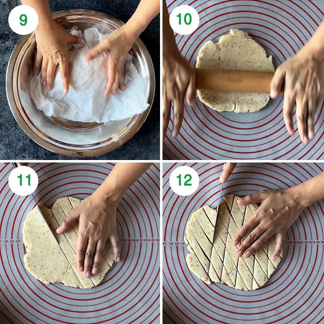 step by step picture collage of making namak para