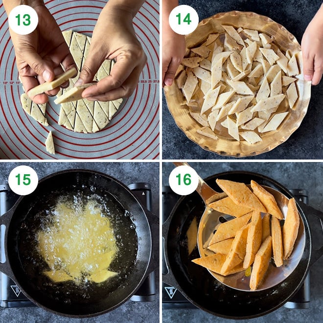 step by step picture collage of making namak para