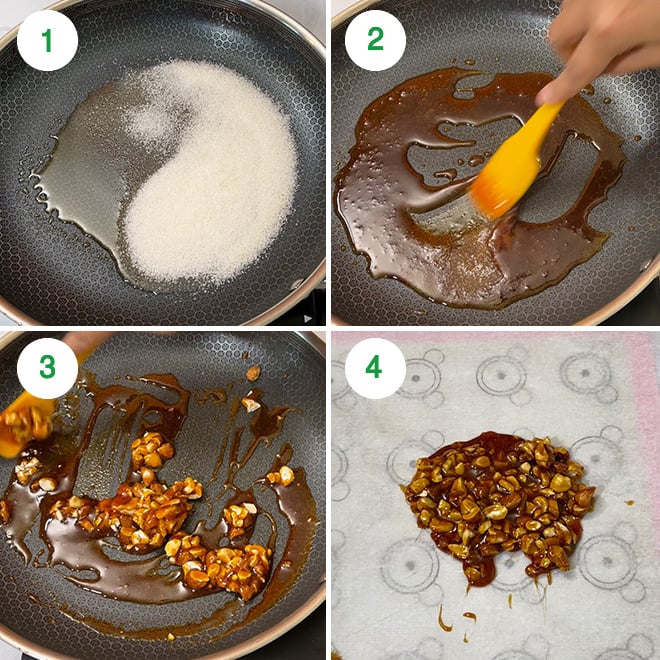 step by step picture collage of making butterscotch ice cream