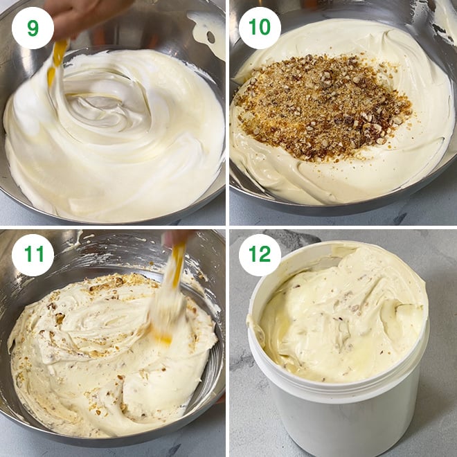 step by step picture collage of making butterscotch ice cream