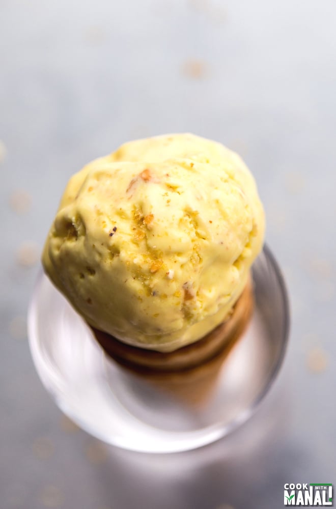 butterscotch ice cream served in a cone