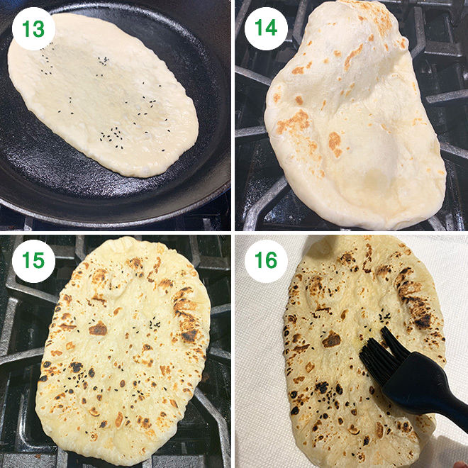step by step picture collage of making naan at home