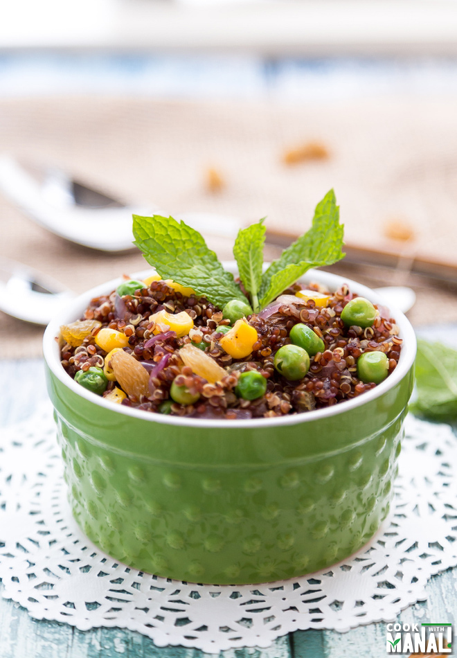 Red Quinoa with Peas and Corn