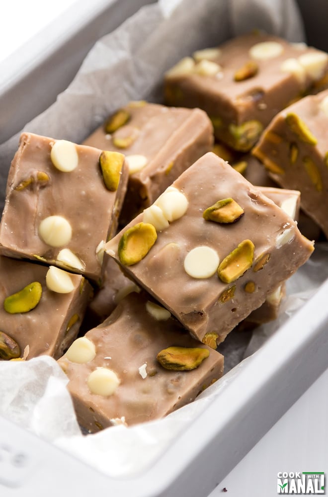 White Chocolate Mint Pistachio Fudge