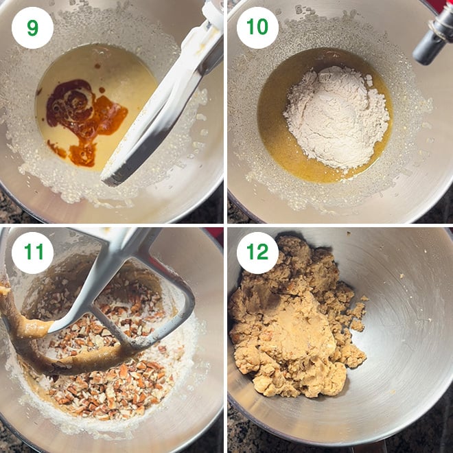 step by step picture collage of making brown butter snowball cookies