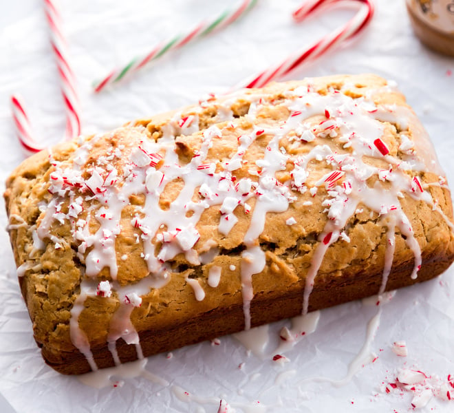 Peanut Butter Bread With Peppermint Glaze