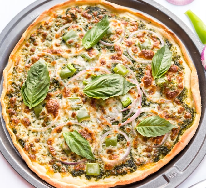 Pesto Pizza With Onion & Bell Pepper