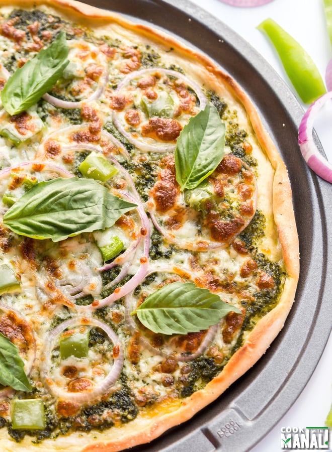 Thin Crust Veggie Pesto Pizza