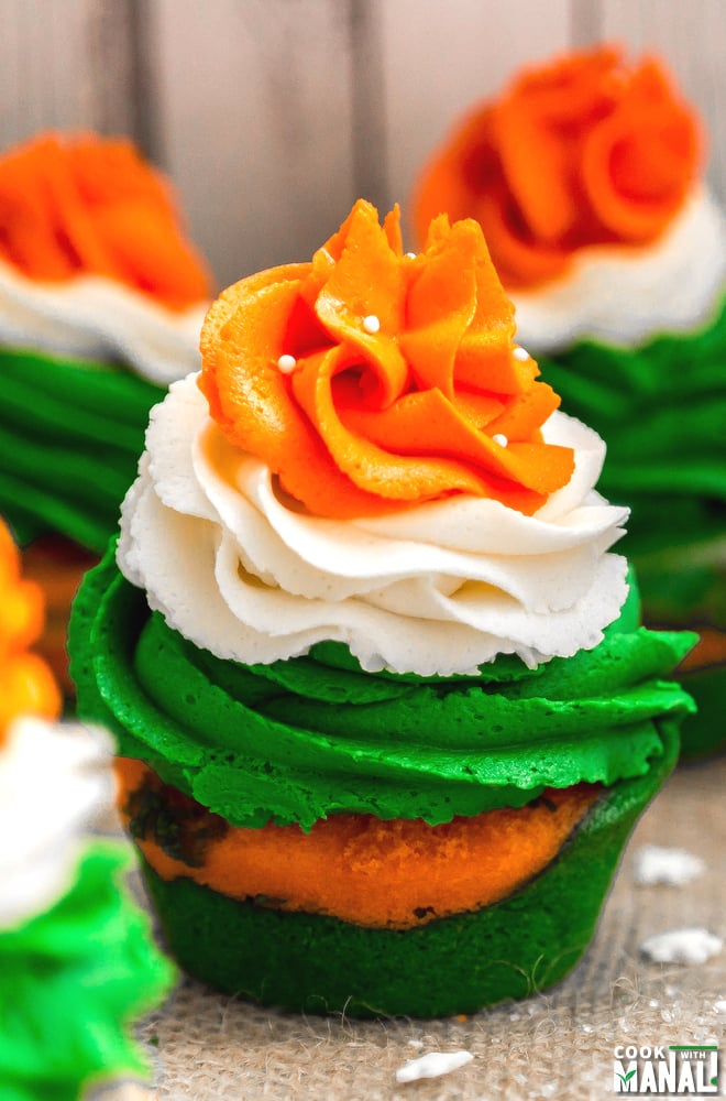 Indian Tiranga Cupcakes