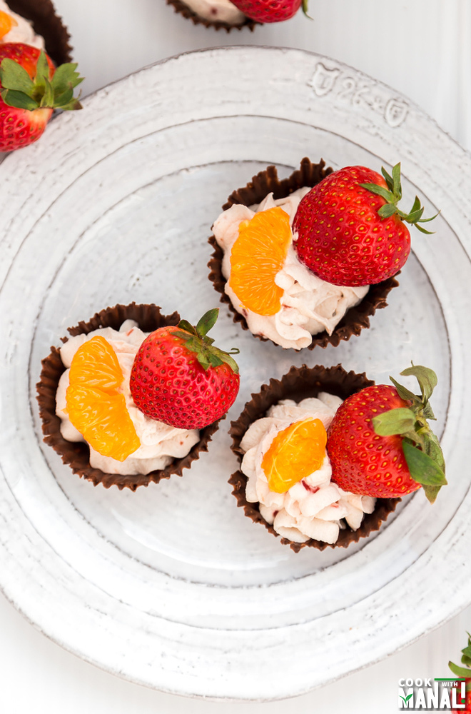 Chocolate Cups with Raspberry Whipped Cream