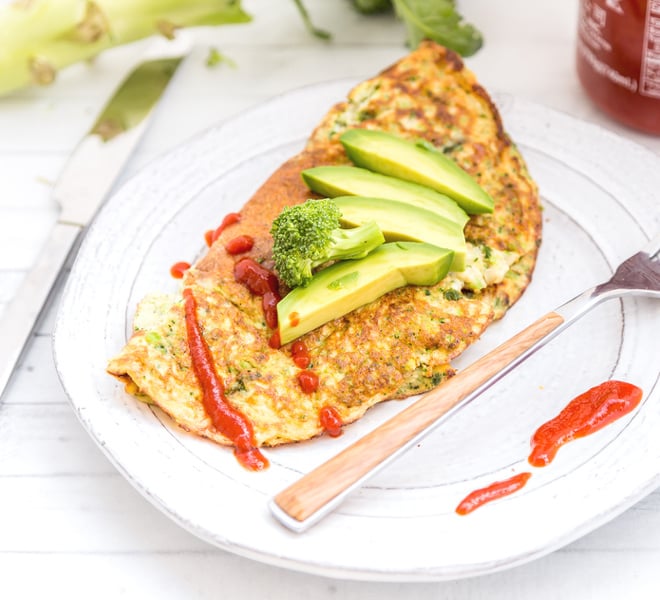 Broccoli Omelette With Sriracha