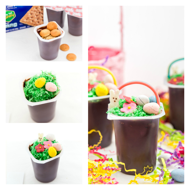 Easter Basket Pudding Cups Recipe Steps