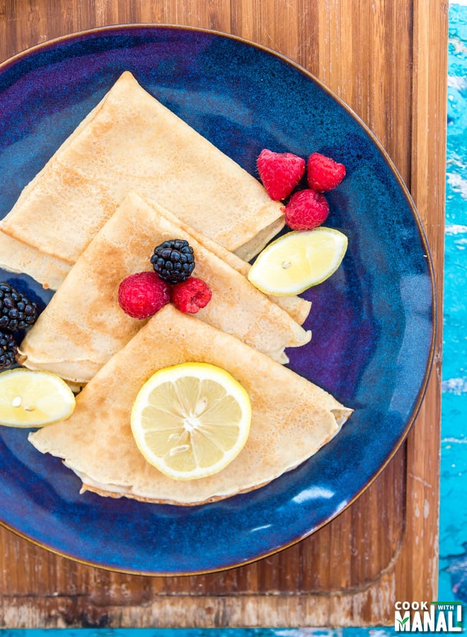 Lemon Crepes With Blackberry Sauce