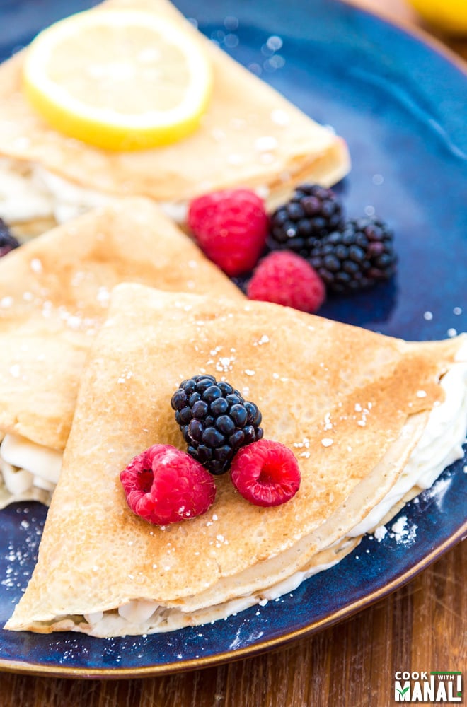 Lemon Crepes with Berry Sauce