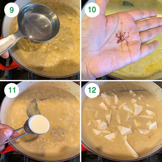 step by step picture collage of making shahi paneer