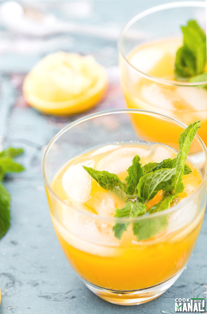 Asian mango with ginger mint syrup