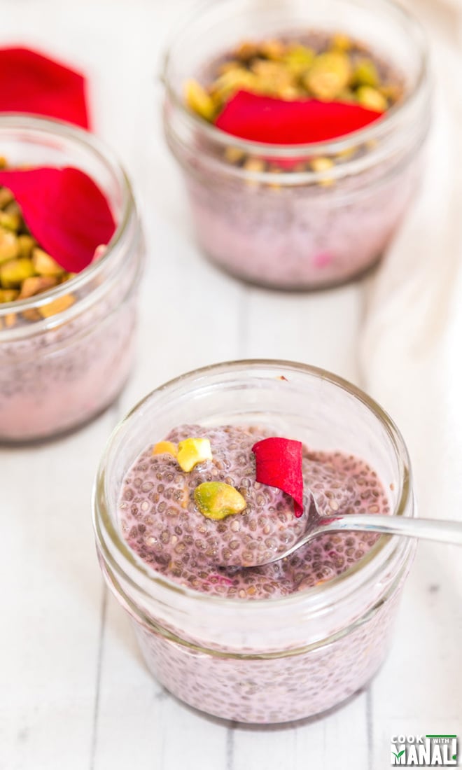 Rose Pistachio Chia Pudding - Cook With Manali