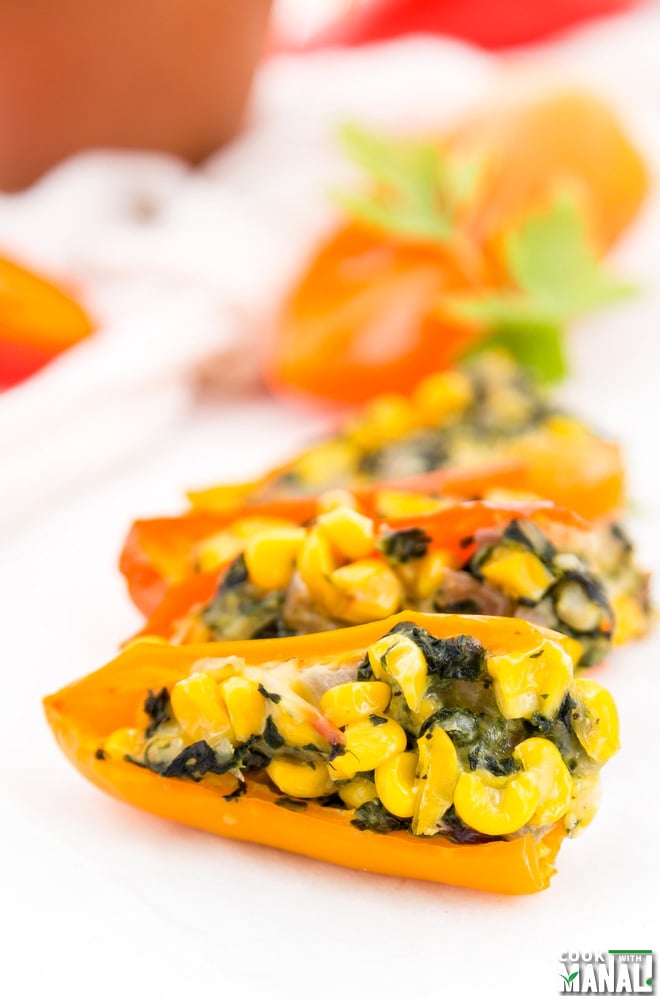 Spinach Cheese Stuffed Mini Peppers