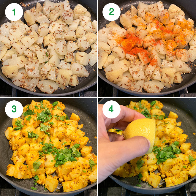 step by step pictures to make jeera aloo