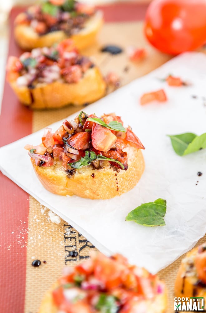 Onion Tomato Bruschetta with Balsamic Reduction