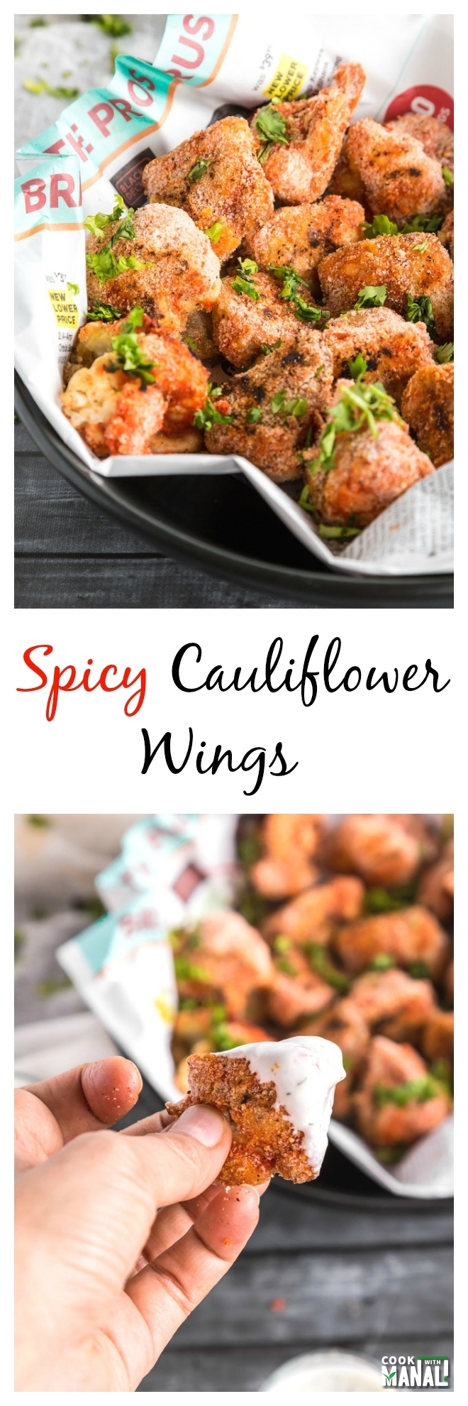 Spicy Cauliflower Wings Collage