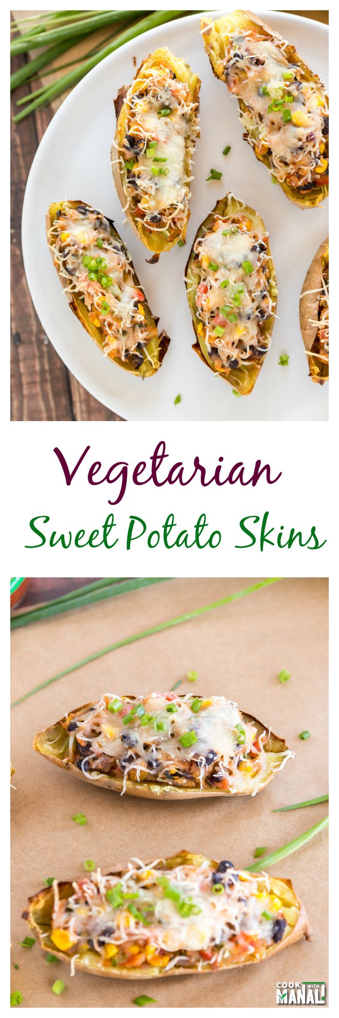 Vegetarian Sweet Potato Skins Collage