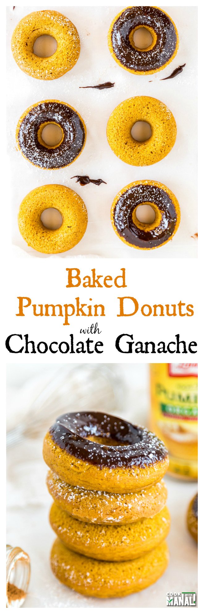 Baked Pumpkin Donuts with Chocolate Ganache collage