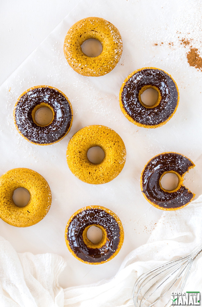 Baked Pumpkin Donuts with Chocolate Ganache