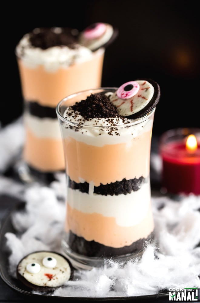 No Bake Oreo Cheesecake Parfait for Halloween